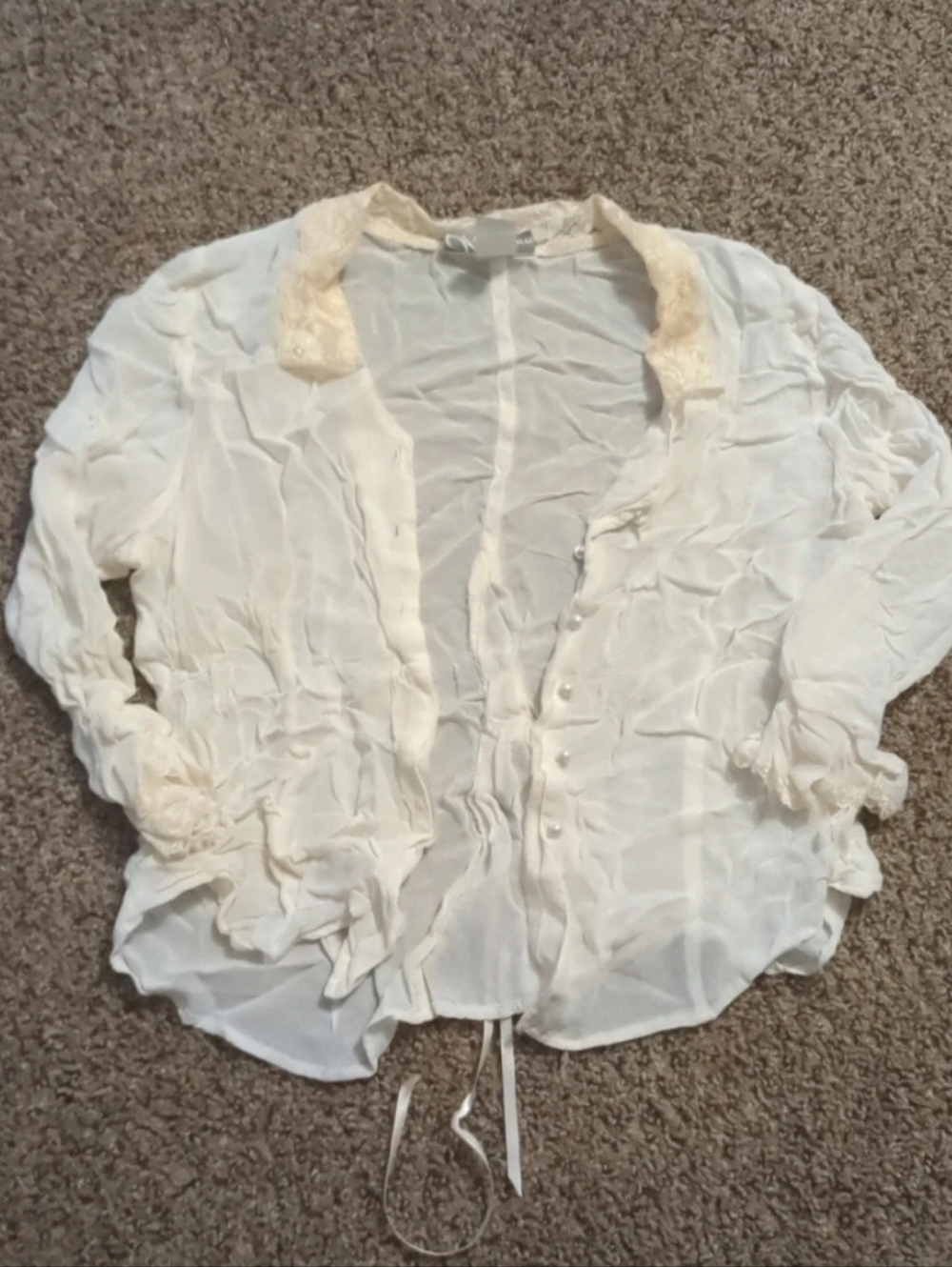 mesh and lace button down shirt